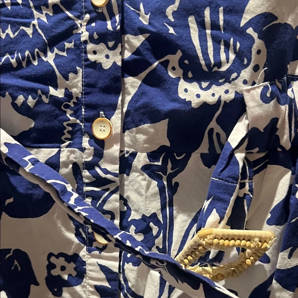 Zara Blue and White Floral Midi-Dress - Picture 3 of 5